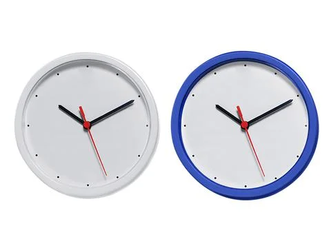 Round wall clock on white background 스톡 사진