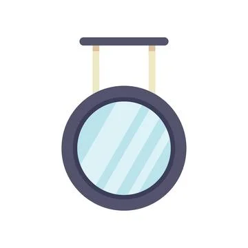 Round wall mirror hanging on two strings reflecting light Stock Illustration