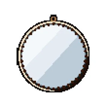 Round wall mirror pixel art vector illustration Stock Illustration