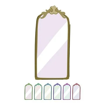Round wall mirror vector cartoon graphic Stock Illustration