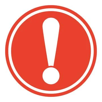 Round warning sign with exclamation mark, warning about importance danger Stock Illustration
