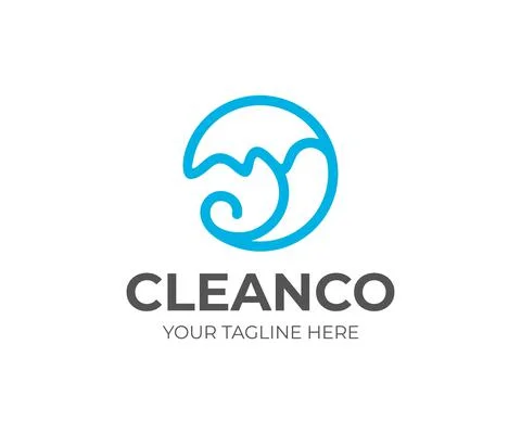 Round water wave logo design. Blue water splash vector design Stock Illustration