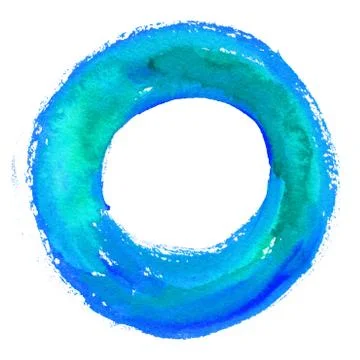 Round watercolor frame, circle shape form isolated on white background. Illustrazione stock