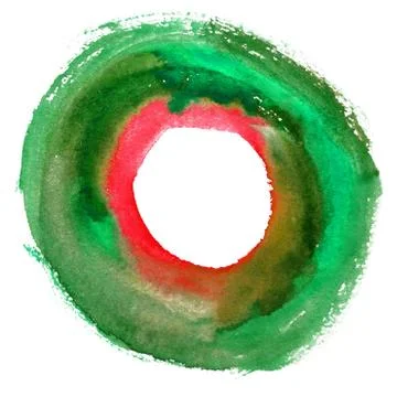 Round watercolor frame, circle shape form isolated on white background. Stock Illustration