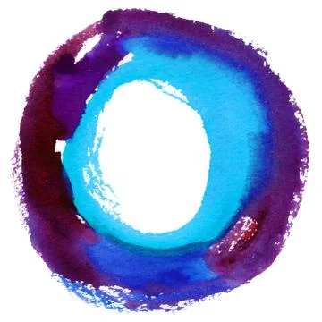 Round watercolor frame, circle shape form isolated on white background. Stock Illustration