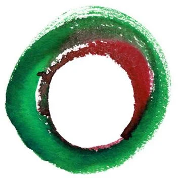 Round watercolor frame, circle shape form isolated on white background. Stock Illustration