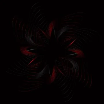 Round wavy pattern of curved lines on a black background Stock Illustration