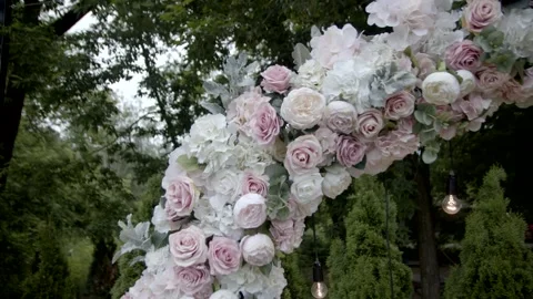 The round wedding arch is decorated. Stock Footage 166706359