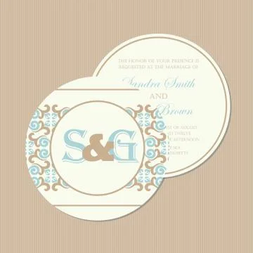 Round wedding invitation Illustrazione stock