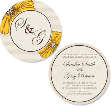 Round wedding invitation Stock Illustration