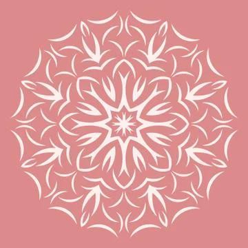 Round white flower pattern on pink background Stock Illustration