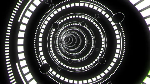 Round white Infinite Tunnel on black background. Infinity white circle tunnel. Stock Footage 308149308