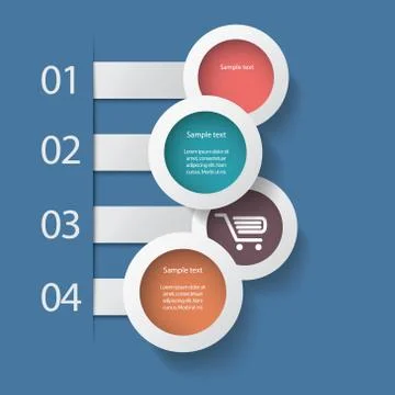 Round white infographic elements with various icons Stock Illustration