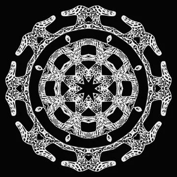 Round white pattern, ornate style 스톡 일러스트