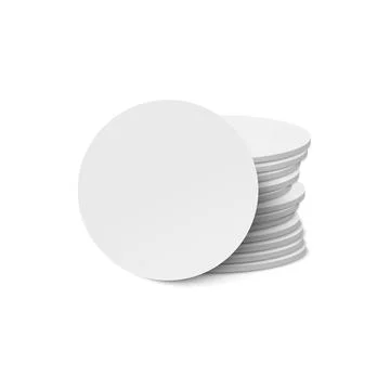 Round white protection beer cup coasters a vector 3d isolated illustration. Stock Illustration