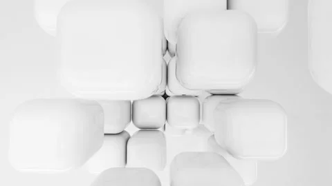 Round White tech cubes assembly Video stock 232051705