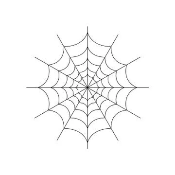 Round whole spider web isolated on white background. Halloween spiderweb elem 스톡 일러스트