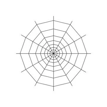 Round whole spider web isolated on white background. Halloween spiderweb elem Stock Illustration