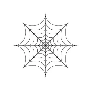 Round whole spider web isolated on white background. Halloween spiderweb elem Stock Illustration