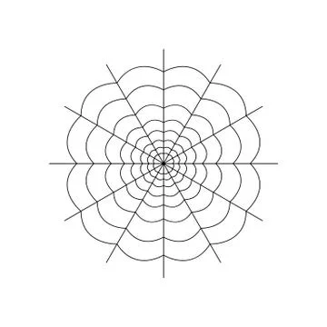 Round whole spider web isolated on white background. Halloween spiderweb elem Stock Illustration