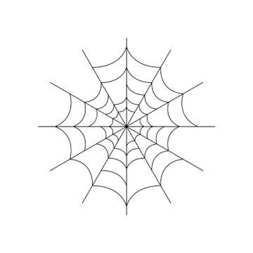 Round whole spider web isolated on white background. Halloween spiderweb elem Stock Illustration