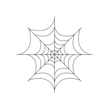 Round whole spider web isolated on white background. Halloween spiderweb elem Stock Illustration