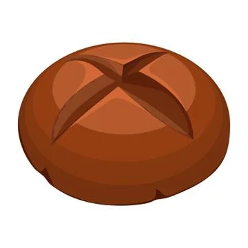 Round whole wheat bread realistic style illustration on white Illustrazione stock