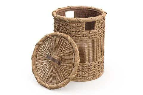 Round wicker basket decorative Stock Illustration