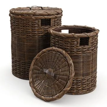 Round wicker baskets Stock Illustration