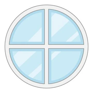 Round window frame icon, cartoon style Ilustración de archivo