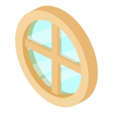 Round window frame icon, isometric 3d style Illustrazione stock