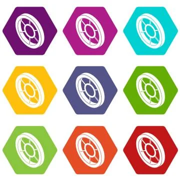 Round window frame icons set 9 vector Stock Illustration