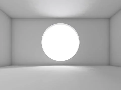 Round window, front view. Background, 3d Illustrazione stock