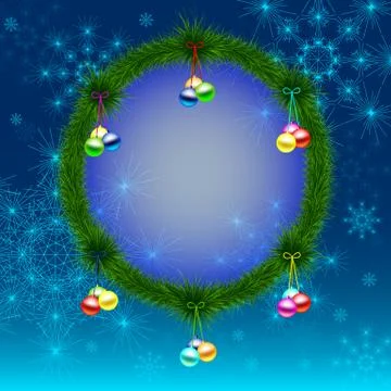 Round window made from Cristmas branches Stock Illustration