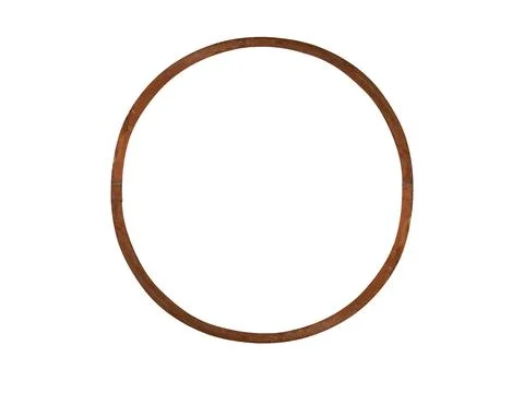 Round window or circle frame of brown wood isolated on white background. Stock-Fotos
