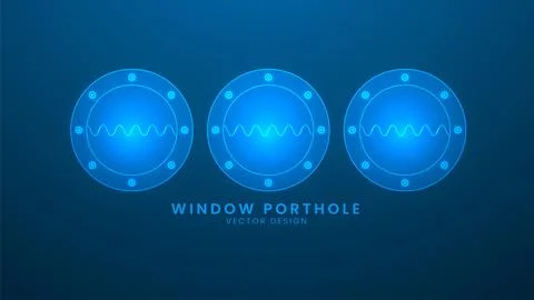 Round window porthole. Glass windows with steel frame. Vector illustration .. Stock Illustration