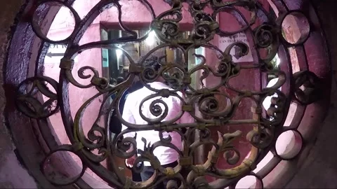 Round Window with Wrought Iron Bars, Chua Phuoc Hai Temple, Ho Chi Minh, Vietnam Stock Footage 274082702