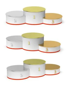 Round winners podium with empty metal places Illustrazione stock