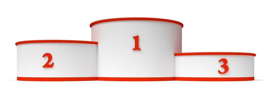 Round winners podium with empty red places closeup fromt view Stock Illustration