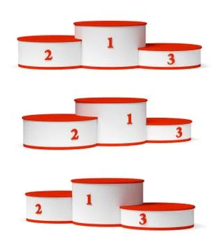 Round winners podium with empty red places set Illustrazione stock