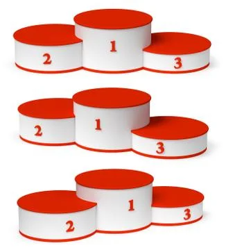 Round winners podium with empty red places set. Stock Illustration