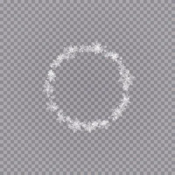 Round winter snow frame border with stars, sparkles and snowflakes on Stock Illustration