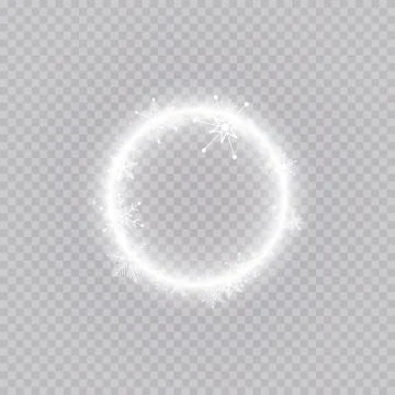 Round winter snow frame border with stars, sparkles and snowflakes on 스톡 일러스트