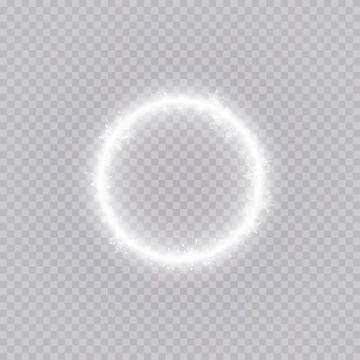 Round winter snow frame border with stars, sparkles and snowflakes on Illustrazione stock