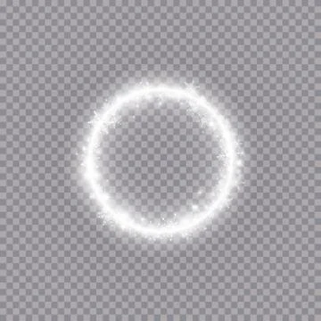 Round winter snow frame border with stars, sparkles and snowflakes on Stock Illustration