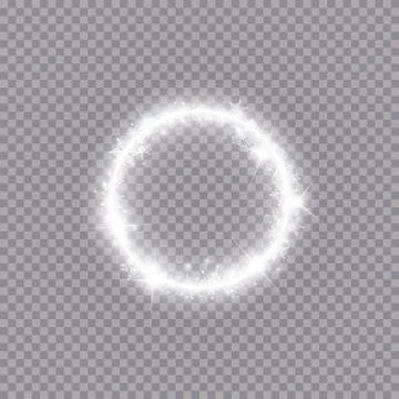 Round winter snow frame border with stars, sparkles and snowflakes on Stock Illustration