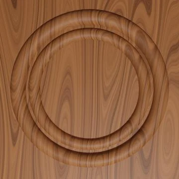 Round wooden frame background with empty space for text, 3d render Illustrazione stock