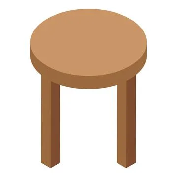 Round wooden stool standing on three legs isometric icon Illustrazione stock