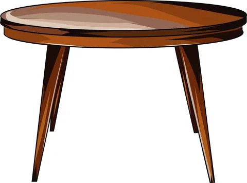 Round Wooden Table with Angled Legs Design Stock Illustration