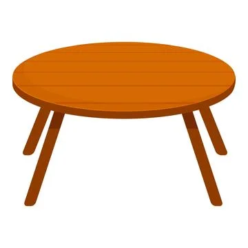 Round wooden table standing on four legs isolated on white Stock Illustration